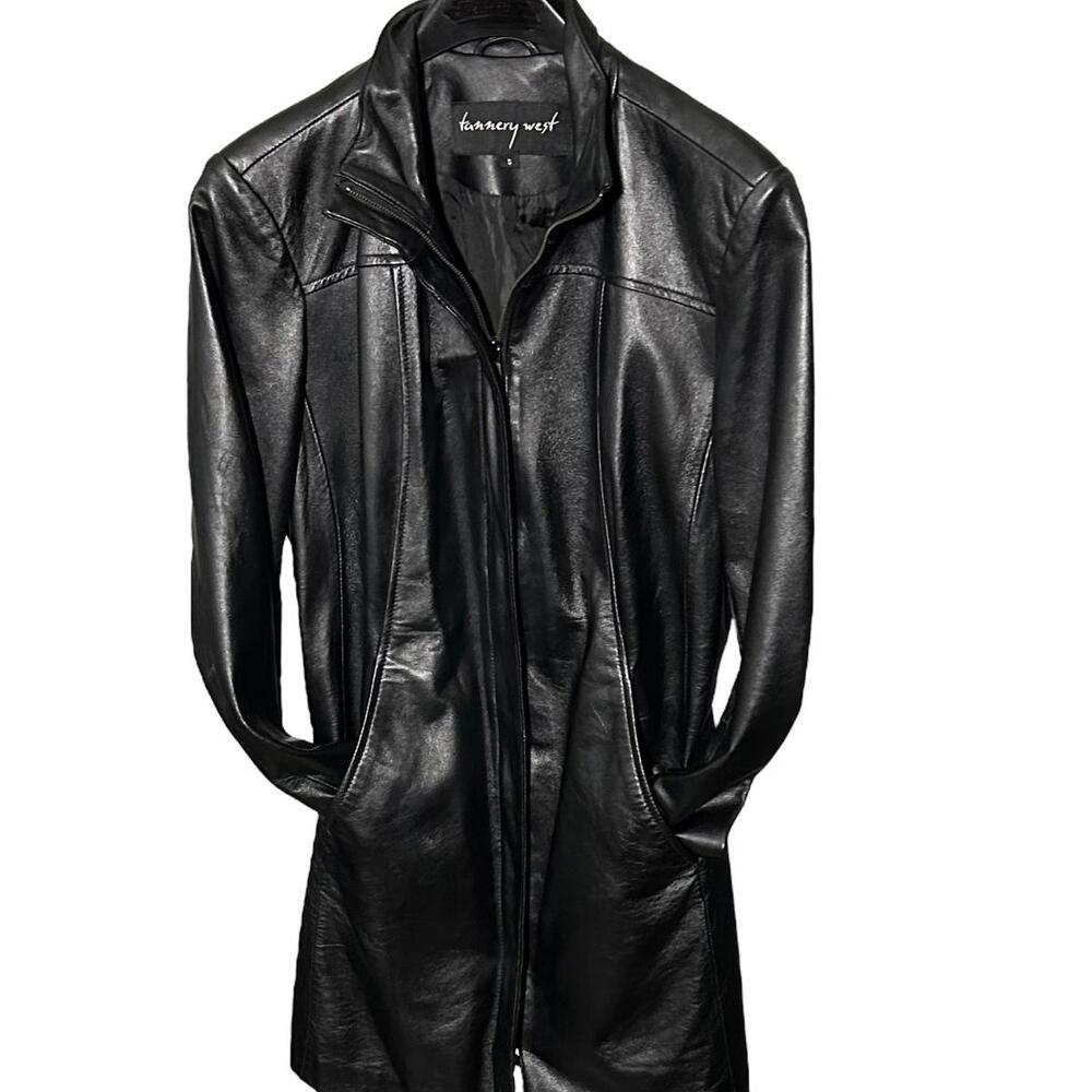 TANNERY WEST Vintage Womens (S) Black Ultra-Soft Genuine Leather Zip-Up Jacket